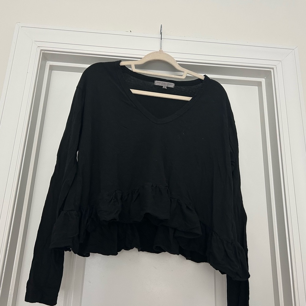 Truly Madly Deeply Black Ruffle Hem Blouse